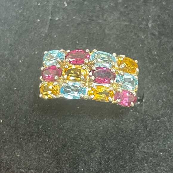 NEW AAA citrine Rhodolite, Garnet and topaz silver ring. Size 6.75. - Picture 6 of 7